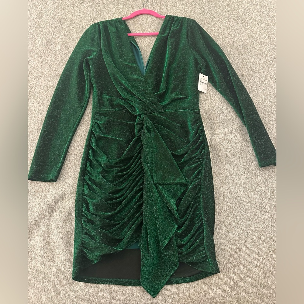 Alexia Admor Emerald Long Sleeve Draped Mini Dress